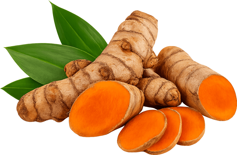 Fresh Lakadong turmeric root, freshly cut